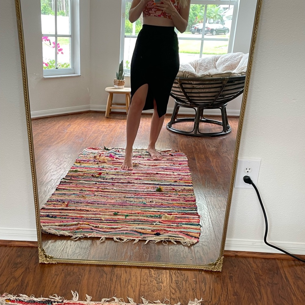 Cotton on ribbed black midi skirt